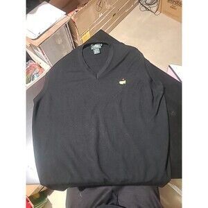 Mens Masters Clubhouse Collection Sweater Vest Black L Merino Wool Made in Italy